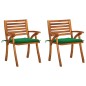 vidaXL Sedie da Pranzo da Giardino con Cuscini 2 pz Massello di Acacia vidaXL Sedie da Pranzo da Giardino con Cuscini 2 pz Massello di Acacia