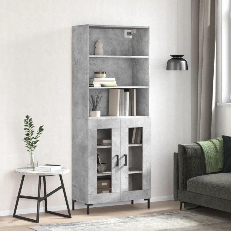 vidaXL Credenza Grigio Cemento 69,5x34x180 cm in Legno Multistrato vidaXL Credenza Grigio Cemento 69,5x34x180 cm in Legno Multistrato