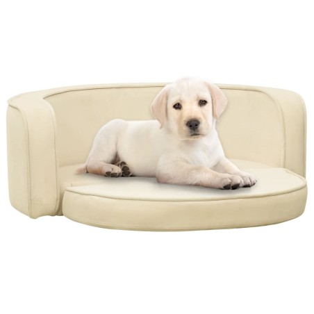 vidaXL Divano Cani Pieghevole Crema 73x67x26cm in Peluche e Cuscino