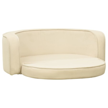 vidaXL Divano Cani Pieghevole Crema 73x67x26cm in Peluche e Cuscino