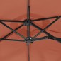 vidaXL Ombrellone a Doppia Testa con LED Terracotta 316x240 cm