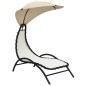 vidaXL Lettino Prendisole Tettuccio Crema 167x80x195cm Tessuto Acciaio vidaXL Lettino Prendisole Tettuccio Crema 167x80x195cm Tessuto Acciaio