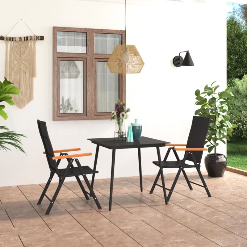 vidaXL Set da Pranzo da Giardino 3 pz Nero e Marrone vidaXL Set da Pranzo da Giardino 3 pz Nero e Marrone