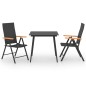 vidaXL Set da Pranzo da Giardino 3 pz Nero e Marrone vidaXL Set da Pranzo da Giardino 3 pz Nero e Marrone
