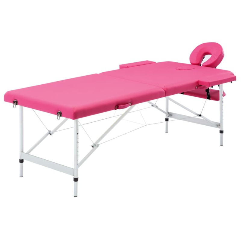 Lettino da Massaggio a 2 Sezioni in Alluminio Rosa Lettino da Massaggio a 2 Sezioni in Alluminio Rosa