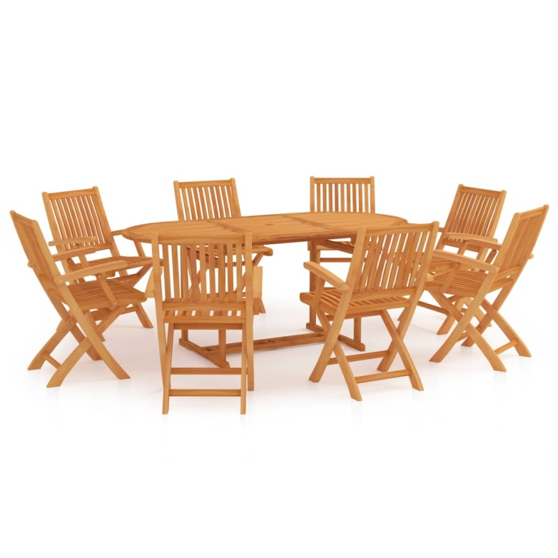 vidaXL Set da Pranzo da Giardino 9 pz in Legno Massello di Teak vidaXL Set da Pranzo da Giardino 9 pz in Legno Massello di Teak
