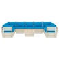 vidaXL Set Divani da Giardino su Pallet 10 pz con Cuscini Legno Abete