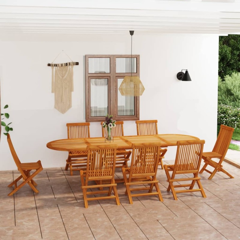 vidaXL Set da Pranzo 9 pz in Legno Massello di Teak