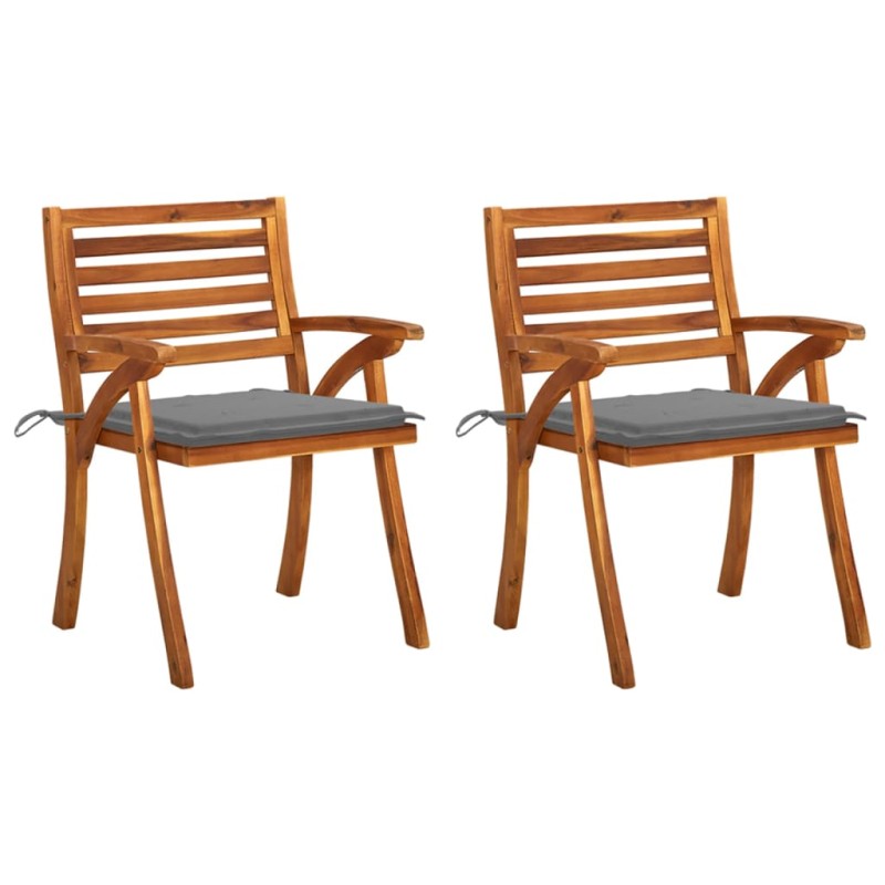 vidaXL Sedie da Pranzo da Giardino con Cuscini 2 pz Massello di Acacia vidaXL Sedie da Pranzo da Giardino con Cuscini 2 pz Massello di Acacia