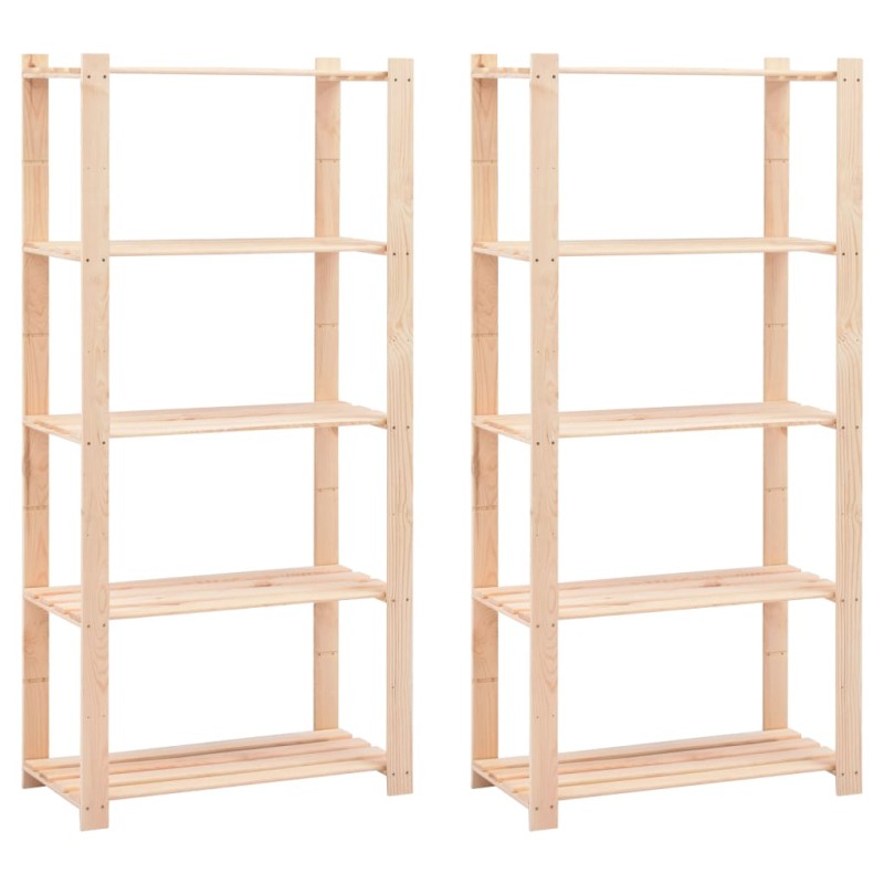 vidaXL Scaffali a 5 Livelli 2 pz 80x38x170 cm Massello Pino 250 kg vidaXL Scaffali a 5 Livelli 2 pz 80x38x170 cm Massello Pino 250 kg