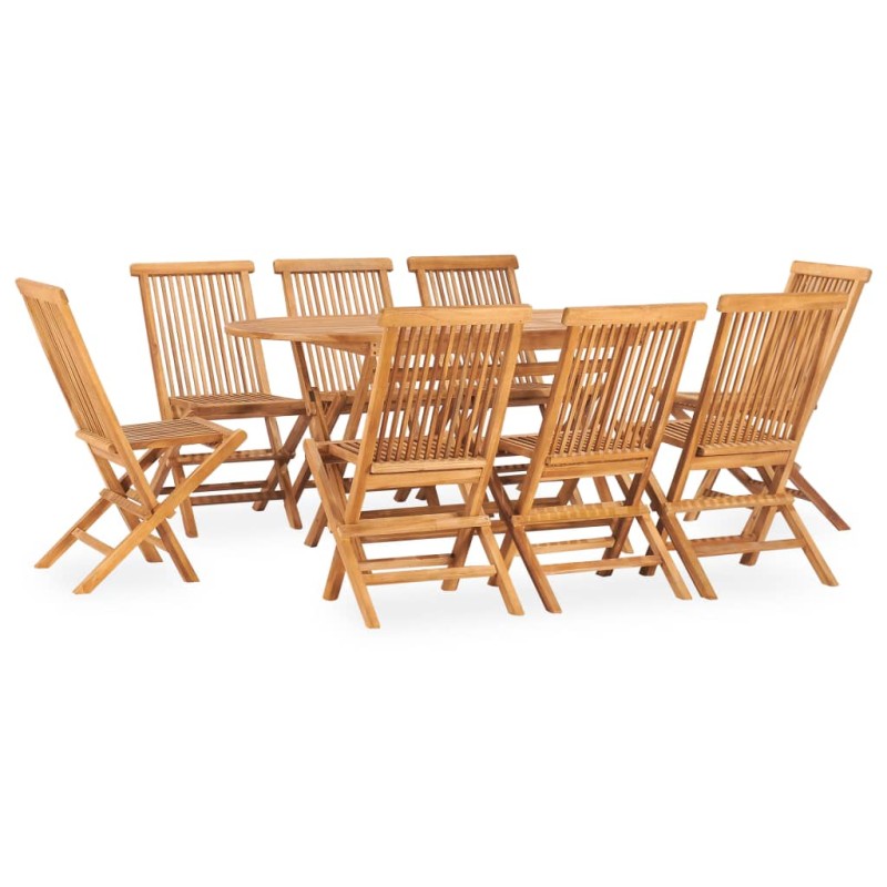 vidaXL Set da Pranzo da Giardino 9 pz Pieghevole in Massello di Teak vidaXL Set da Pranzo da Giardino 9 pz Pieghevole in Massello di Teak