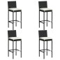 vidaXL Set da Bar da Giardino 5 pz con Cuscini Nero vidaXL Set da Bar da Giardino 5 pz con Cuscini Nero