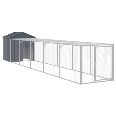 vidaXL Pollaio con Area Corsa Antracite 117x609x123 cm Acciaio Zincato