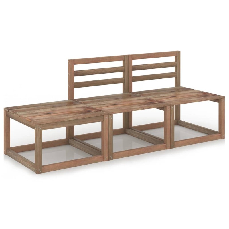 vidaXL Set Salotto Giardino 3 pz in Legno di Pino Impregnato Marrone vidaXL Set Salotto Giardino 3 pz in Legno di Pino Impregnato Marrone