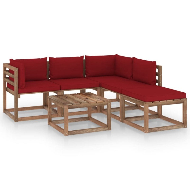 vidaXL Set Salotto Giardino Pallet con Cuscini 6 pz in Pino Impregnato vidaXL Set Salotto Giardino Pallet con Cuscini 6 pz in Pino Impregnato