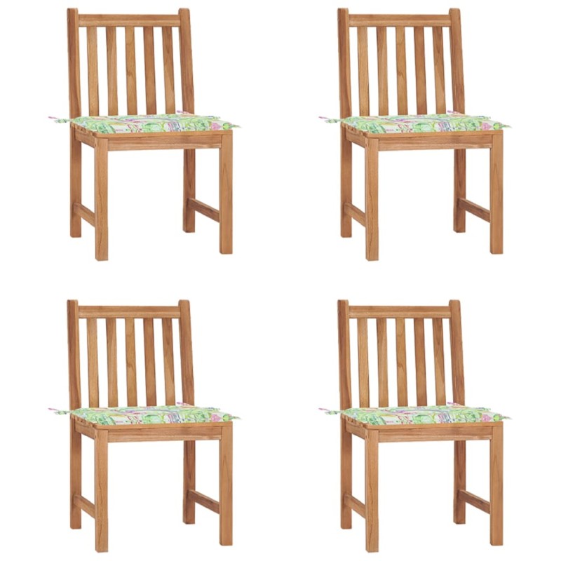 vidaXL Sedie da Giardino 4 pz con Cuscini in Legno Massello di Teak vidaXL Sedie da Giardino 4 pz con Cuscini in Legno Massello di Teak