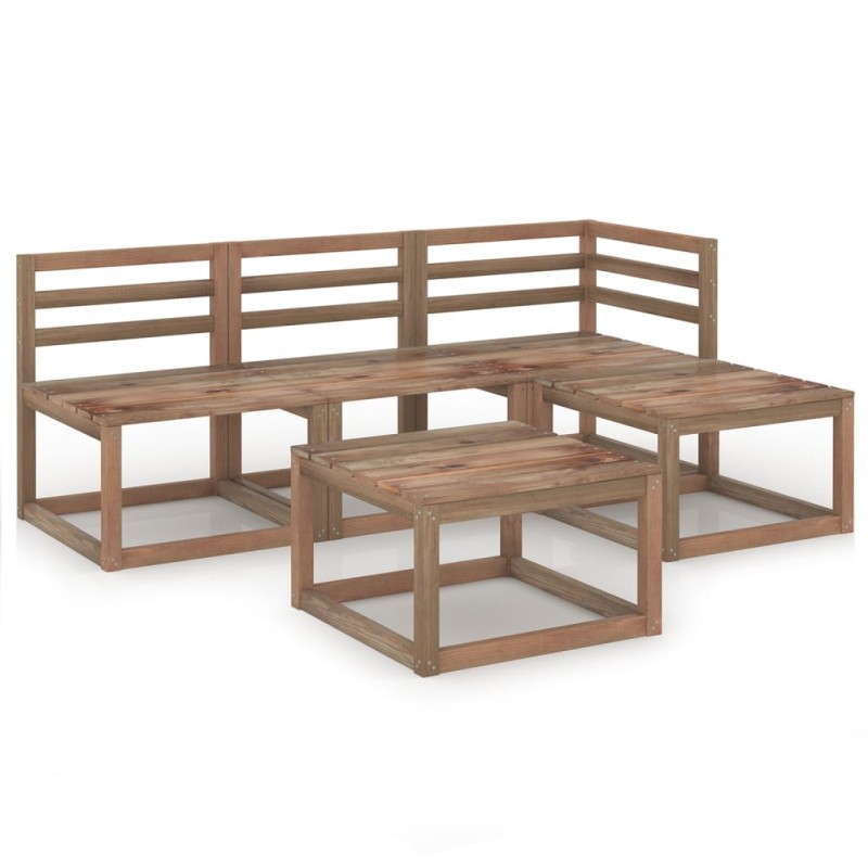 vidaXL Set Salotto Giardino 5 pz in Legno di Pino Impregnato Marrone vidaXL Set Salotto Giardino 5 pz in Legno di Pino Impregnato Marrone