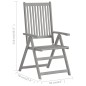 vidaXL Sedie Giardino Reclinabili 8pz Cuscini Massello Acacia Grigio vidaXL Sedie Giardino Reclinabili 8pz Cuscini Massello Acacia Grigio