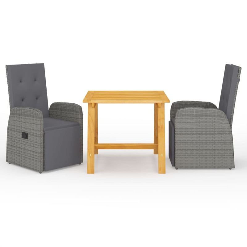 vidaXL Set Mobili da Pranzo per Giardino 3 pz Grigio vidaXL Set Mobili da Pranzo per Giardino 3 pz Grigio