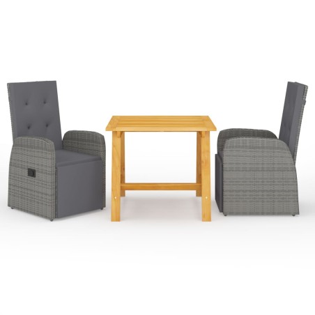vidaXL Set Mobili da Pranzo per Giardino 3 pz Grigio