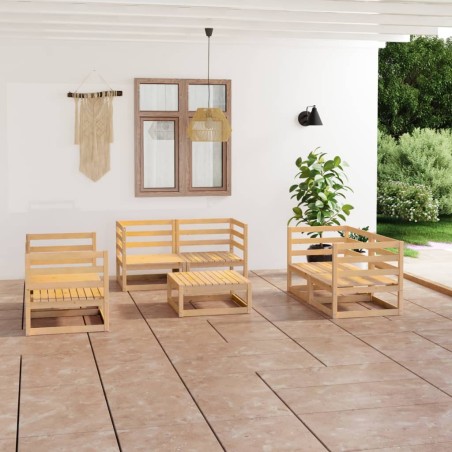 vidaXL Set Divani da Giardino 7 pz in Legno Massello di Pino