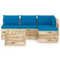 vidaXL Set Salotto da Giardino con Cuscini 5 pz Legno Impregnato Verde vidaXL Set Salotto da Giardino con Cuscini 5 pz Legno Impregnato Verde
