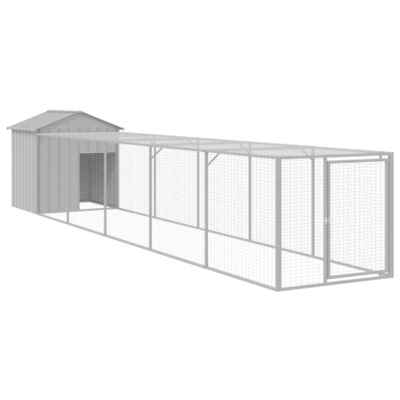 vidaXL Pollaio Area Corsa Grigio Chiaro 117x609x123 cm Acciaio Zincato