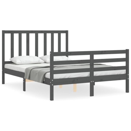 vidaXL Giroletto con Testiera Grigio 140x190 cm in Legno Massello