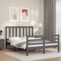 vidaXL Giroletto con Testiera Grigio 140x190 cm in Legno Massello vidaXL Giroletto con Testiera Grigio 140x190 cm in Legno Massello
