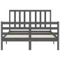 vidaXL Giroletto con Testiera Grigio 140x190 cm in Legno Massello vidaXL Giroletto con Testiera Grigio 140x190 cm in Legno Massello