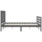 vidaXL Giroletto con Testiera Grigio 140x190 cm in Legno Massello vidaXL Giroletto con Testiera Grigio 140x190 cm in Legno Massello