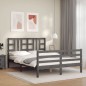vidaXL Giroletto con Testiera Grigio 4FT6 Double in Legno Massello vidaXL Giroletto con Testiera Grigio 4FT6 Double in Legno Massello