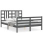 vidaXL Giroletto con Testiera Grigio 4FT6 Double in Legno Massello vidaXL Giroletto con Testiera Grigio 4FT6 Double in Legno Massello