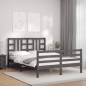 vidaXL Giroletto con Testiera Grigio 4FT6 Double in Legno Massello vidaXL Giroletto con Testiera Grigio 4FT6 Double in Legno Massello