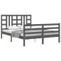 vidaXL Giroletto con Testiera Grigio 4FT6 Double in Legno Massello vidaXL Giroletto con Testiera Grigio 4FT6 Double in Legno Massello