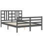 vidaXL Giroletto con Testiera Grigio 4FT6 Double in Legno Massello vidaXL Giroletto con Testiera Grigio 4FT6 Double in Legno Massello