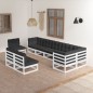 vidaXL Set Salotto Giardino 9 pz Cuscini Antracite Legno Massello Pino vidaXL Set Salotto Giardino 9 pz Cuscini Antracite Legno Massello Pino