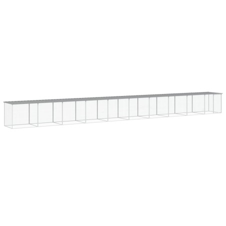 vidaXL Gabbia Polli Tetto Grigio Chiaro 1003x98x90 cm Acciaio Zincato