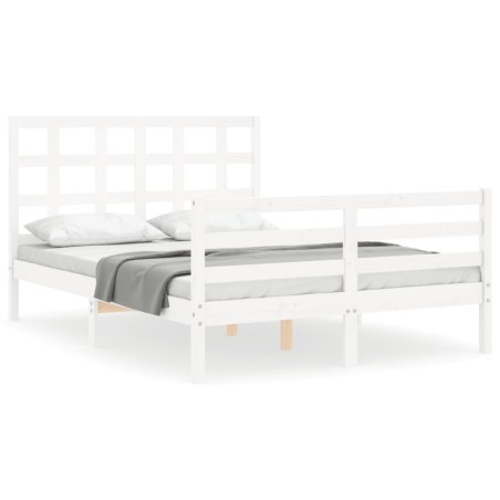 vidaXL Giroletto con Testiera Bianco 140x190 cm in Legno Massello
