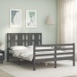 vidaXL Giroletto con Testiera Grigio 4FT Small Double Legno Massello vidaXL Giroletto con Testiera Grigio 4FT Small Double Legno Massello