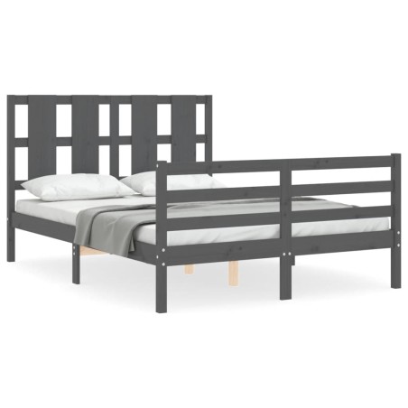 vidaXL Giroletto con Testiera Grigio 4FT Small Double Legno Massello