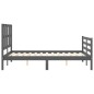 vidaXL Giroletto con Testiera Grigio 4FT Small Double Legno Massello vidaXL Giroletto con Testiera Grigio 4FT Small Double Legno Massello