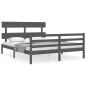 vidaXL Giroletto con Testiera Grigio 5FT King Size in Legno Massello vidaXL Giroletto con Testiera Grigio 5FT King Size in Legno Massello