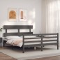 vidaXL Giroletto con Testiera Grigio 5FT King Size in Legno Massello vidaXL Giroletto con Testiera Grigio 5FT King Size in Legno Massello