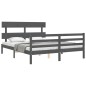 vidaXL Giroletto con Testiera Grigio 5FT King Size in Legno Massello vidaXL Giroletto con Testiera Grigio 5FT King Size in Legno Massello