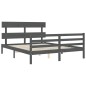 vidaXL Giroletto con Testiera Grigio 5FT King Size in Legno Massello vidaXL Giroletto con Testiera Grigio 5FT King Size in Legno Massello