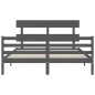 vidaXL Giroletto con Testiera Grigio 5FT King Size in Legno Massello vidaXL Giroletto con Testiera Grigio 5FT King Size in Legno Massello