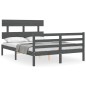vidaXL Giroletto con Testiera Grigio Double in Legno Massello