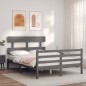 vidaXL Giroletto con Testiera Grigio Double in Legno Massello