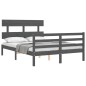 vidaXL Giroletto con Testiera Grigio Double in Legno Massello